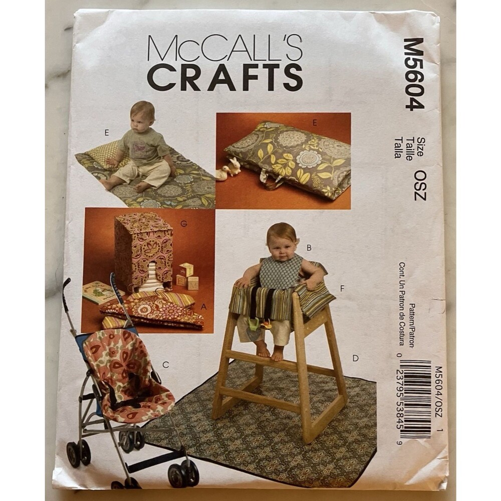 McCall's Pattern M5604 Baby Bib Stroller Liner High Chair Cover Mat Pillow‎